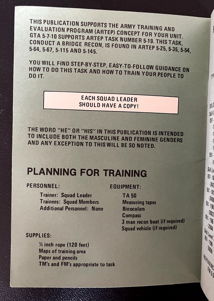 Bridge Recon: GTA 5-7-10 manual; 1981