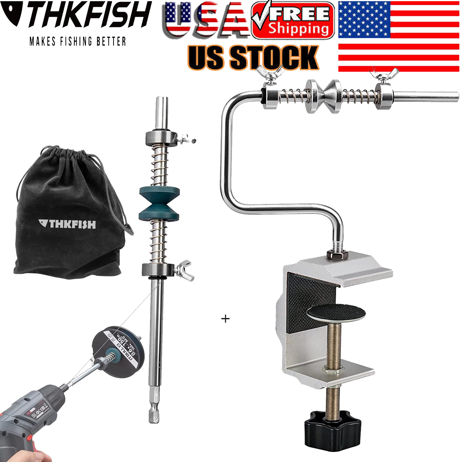 THKFISH Fishing Line Spooler Fishing Line Winder Adjustable Fishing Line Remover