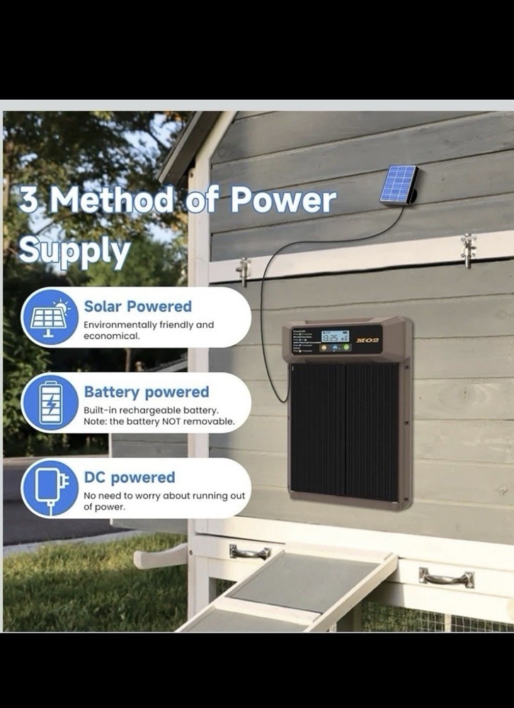 MO2 Automatic Chicken Coop Door Solar Remote Control Waterproof Light Sensor