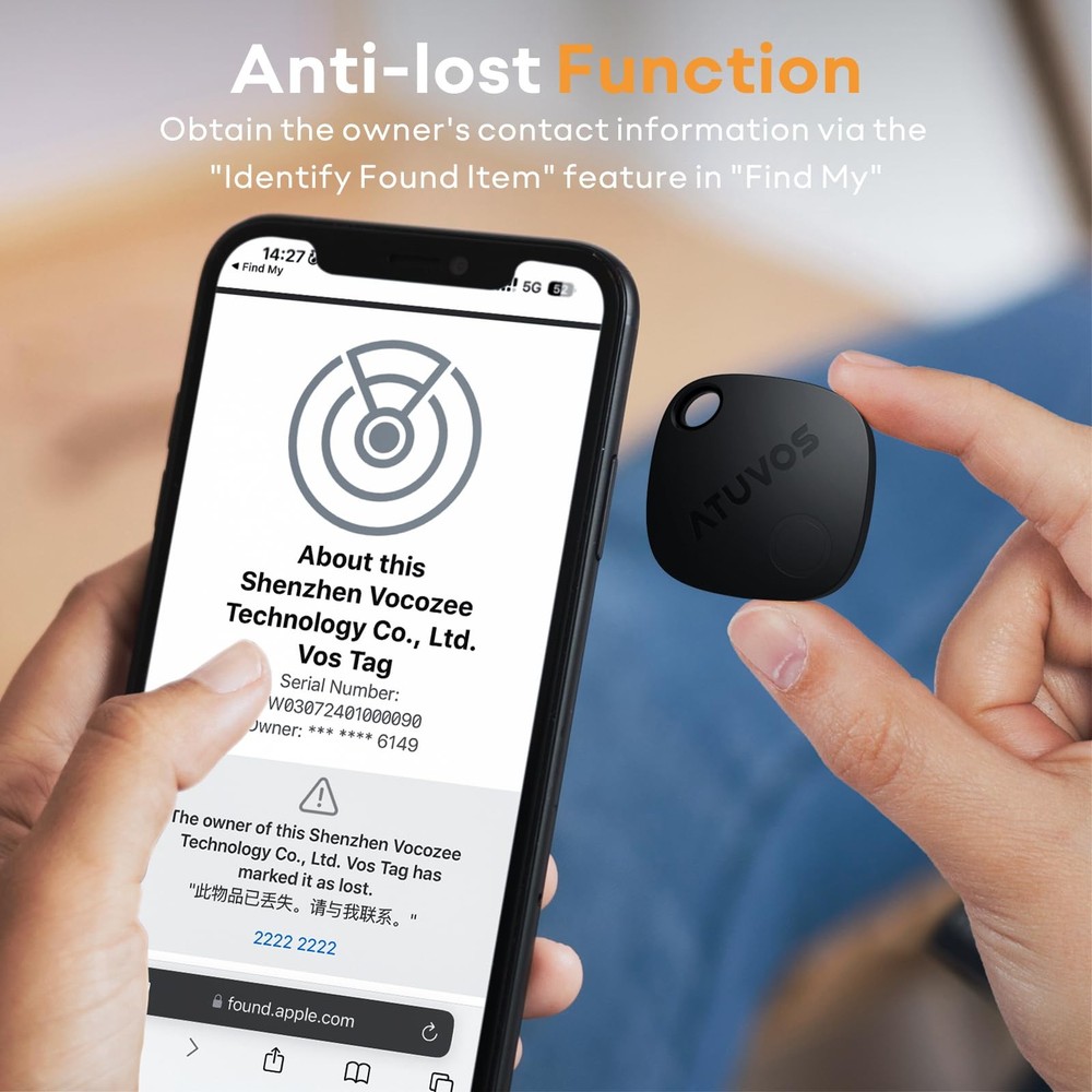 Air Tracker Tags-4 Pack, Bluetooth Luggage Tracker Works with Apple Find My A...