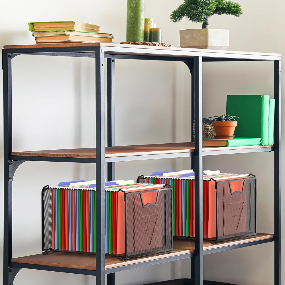 Effortless Document Organization with Black Mesh Hanging File Holder - 15.25"