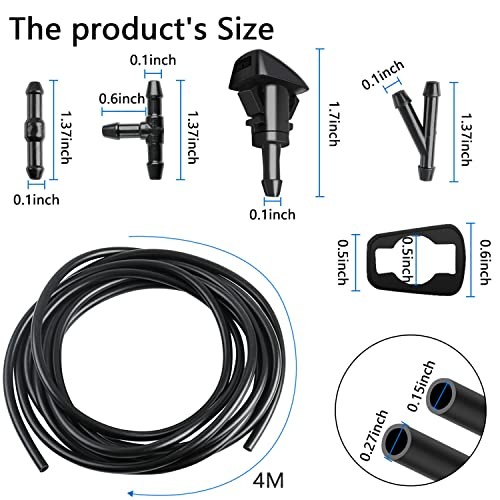 Front Windshield Washer Nozzle Replacement Kit 4 PCS Straight washer nozzles