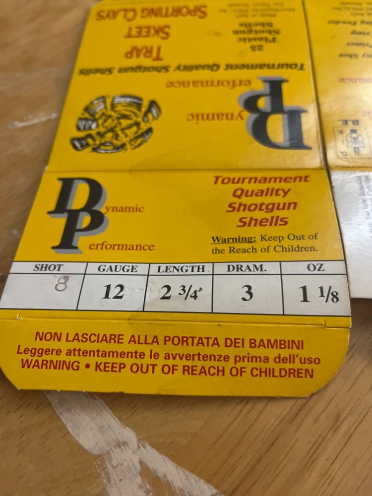 Dynamic Performance Italian 12GA empty shotgun shell box