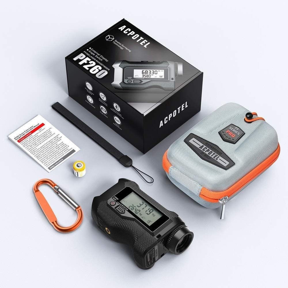ACPOTEL Golf Range Finder with Slope Switch - 750yd External Screen Black
