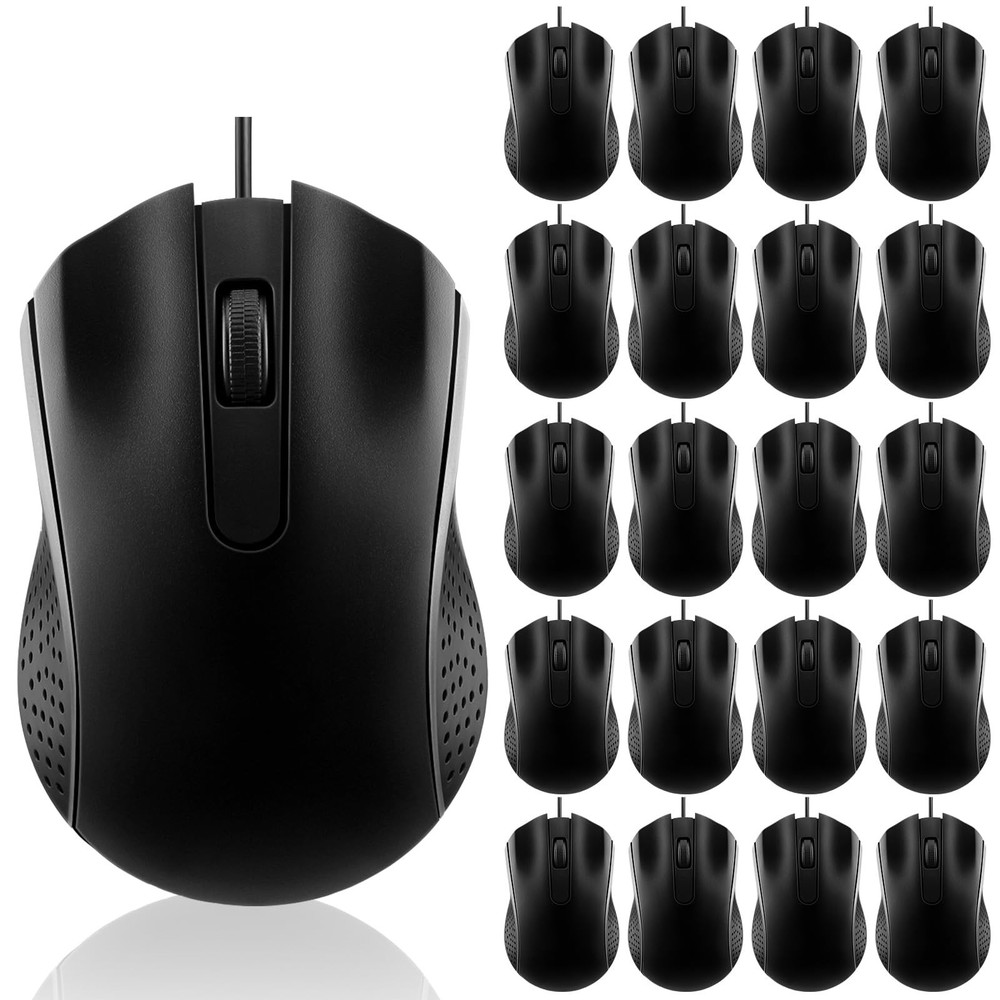 20 Pcs Wired USB Computer Mouse Bulk 3-Button Corded Wired Mouse for Laptop D...