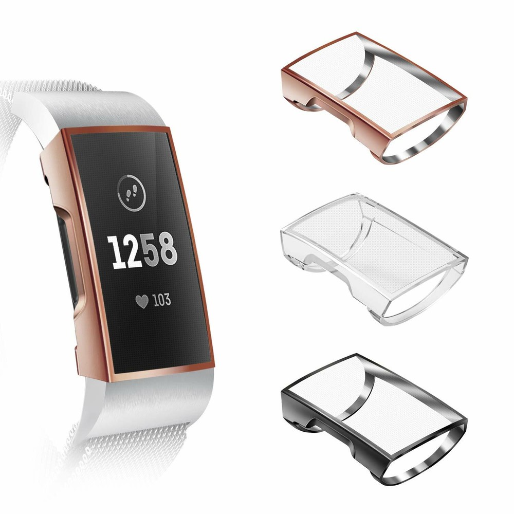 [3 Pack] Screen Protector Case For Fitbit Charge 4 / 3 3E Slim TPU Plated Cover