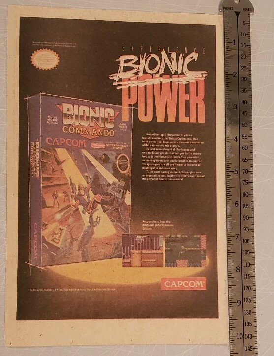 Bionic Commando Nintendo NES RARE Print Ad video game