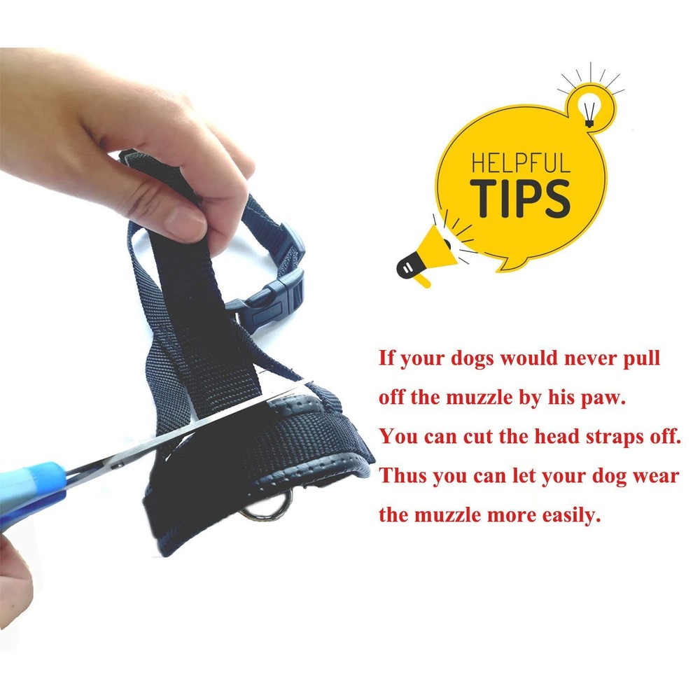 Head Strap Dog Muzzle Prevent from Taking Off by Paws for S, Red-New