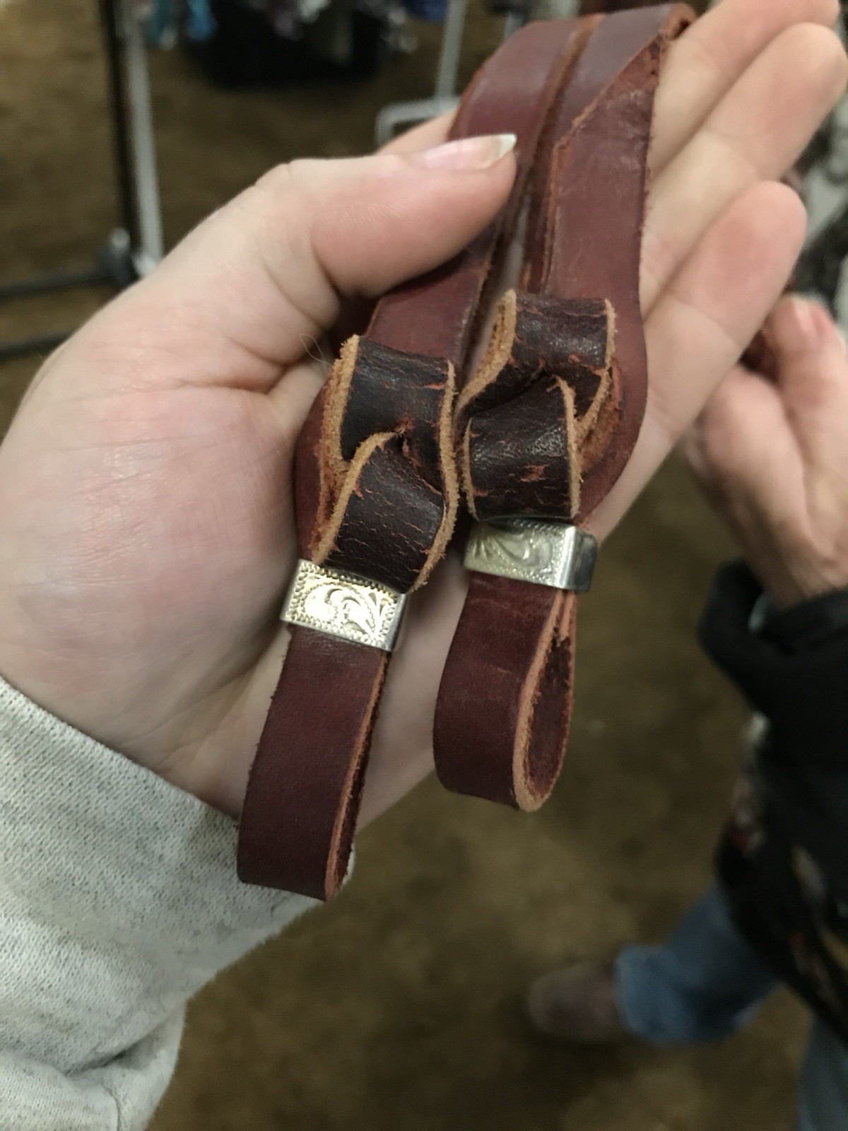 CUSTOM QUALITY WESTERN LEATHER ROPING REINS WITH HAND BRAIDED BLOOD KNOTS HORSE