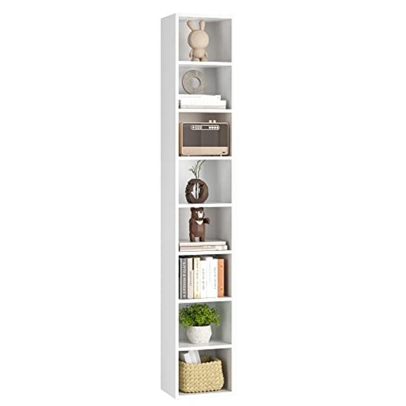 Adjustable CD DVD Storage Tower Rack Cabinet White 70.9" Tall Slim Display Shelf