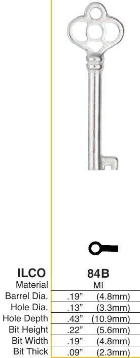 Ilco 84B Key blank, Barrel/Post Type 84B (5-Pack)