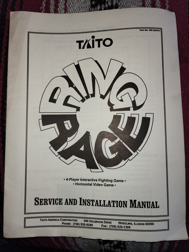 Ring Rage Arcade Manual Taito