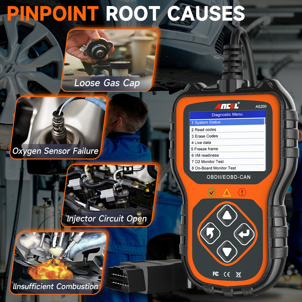 ANCEL AS200 OBD2 Scanner Code Reader Engine Transmission Check Diagnostics Tools