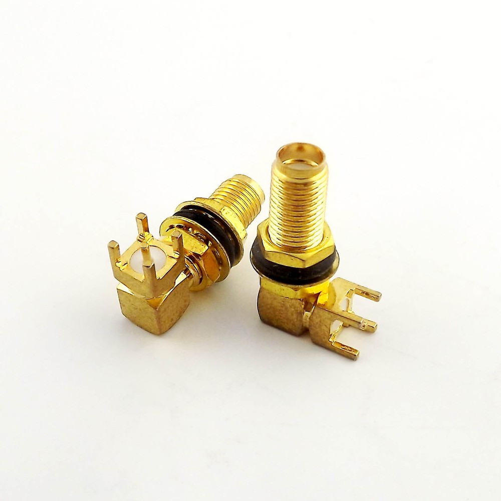 1pcs PC Board PCB Mount SMA Female Jack Nut Bulkhead Right Angle RF Connector