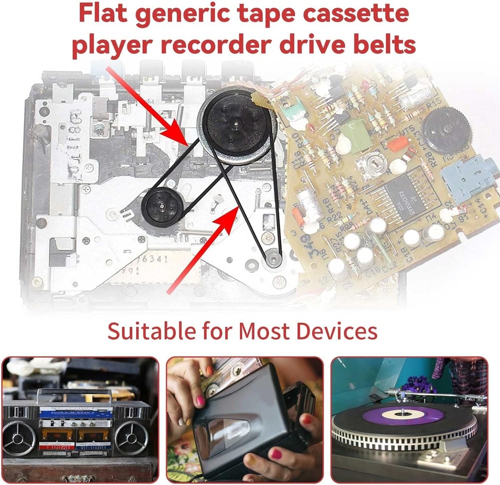 Mechanical Flat Drive Belts 50PCs 2MM Width for Cassette Player Recorder
