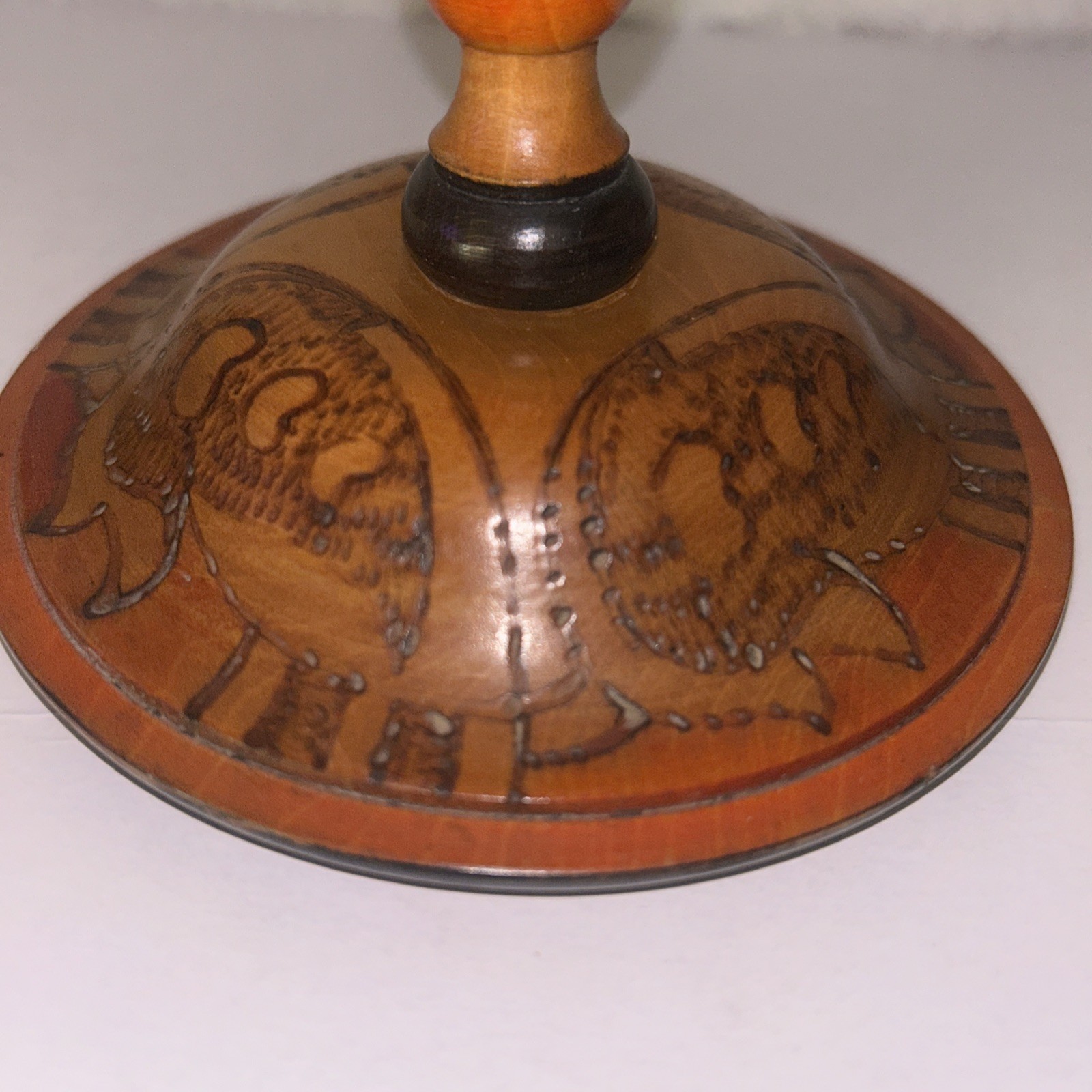 Vintage 9.5” Hat Wig Wood Stand Hand Carved Painted Austria