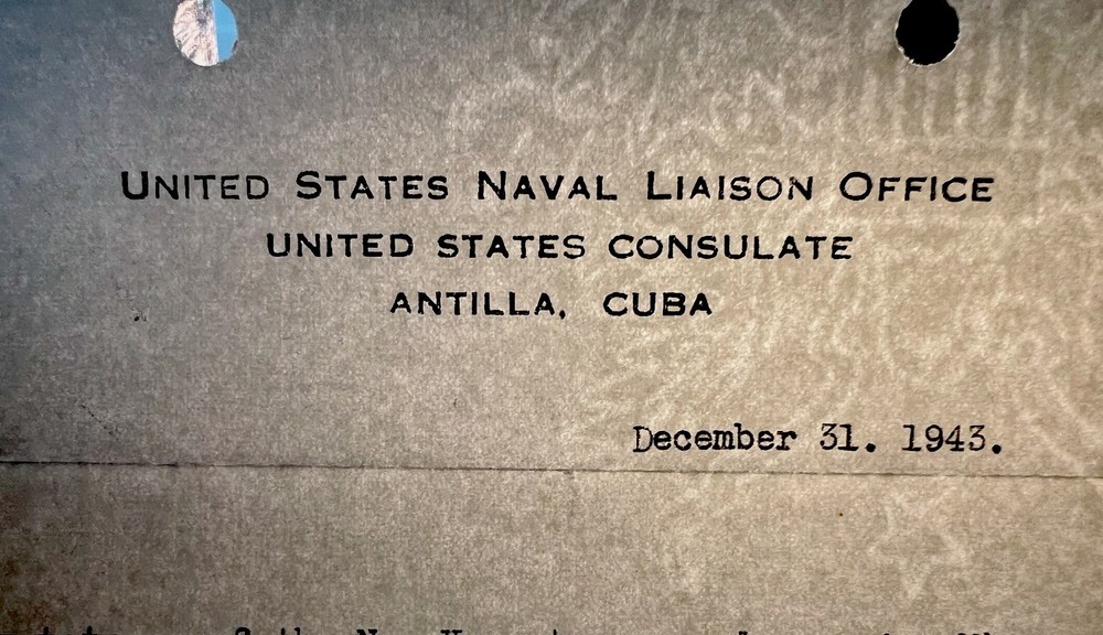 🇺🇸📜 1943 WWII Naval Letter – Lt. W.E. Nash – Cuba ✉️⚓