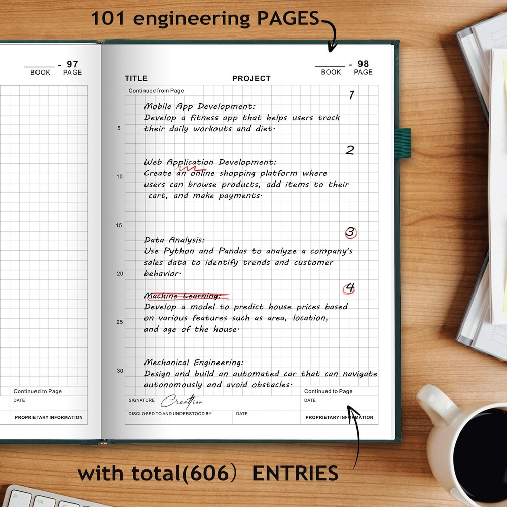 JUBTIC Engineering Notebook for Project Large (8.5 x11 Inch), Dark Green
