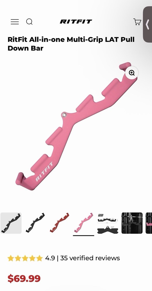 RitFit All-in-one Multi-Grip LAT Pull Down Bar