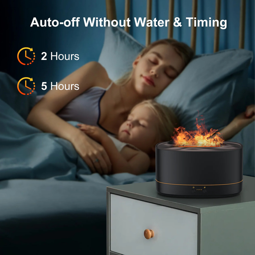Essential Oil Diffuser, 7 Color Flame Diffuser Humidifier, 200Ml Time Setting fo