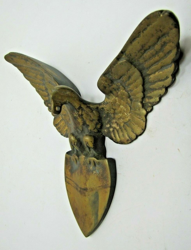 Spread Winged Eagle Shield Antique Brass Decorative Arts Hardware Element