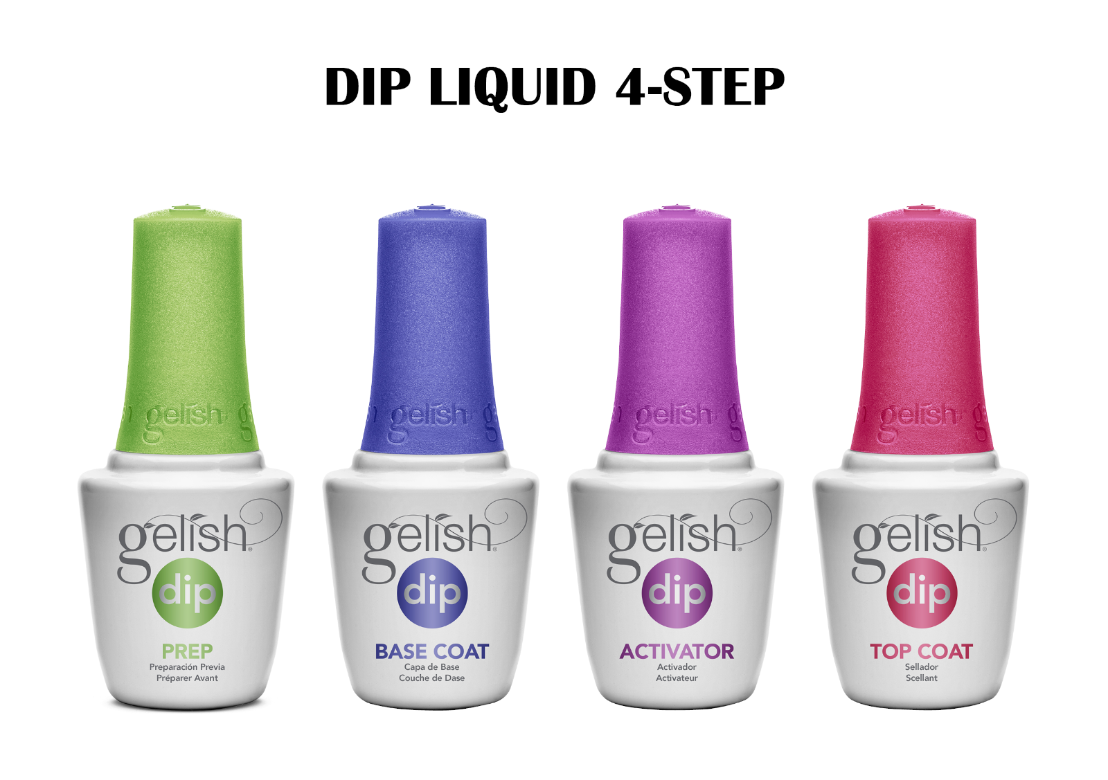 Gelish Dip System Dipping Liquid 4 Steps Basic On Sale! 0.5 oz/ 15 mL each