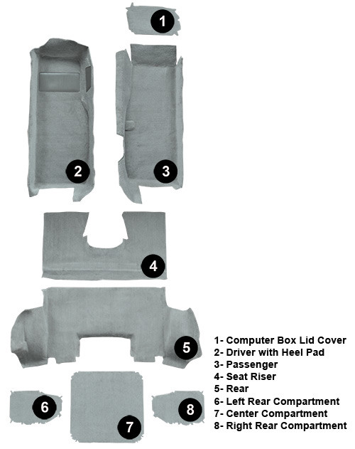 1997-2004 Corvette C5 Carpet Replacement - Cutpile - Complete |Coupe, w/Pad