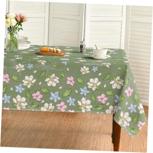 Spring Tablecloth 60×84 Inch Rectangular, Elegant 60" x 84" (Rectangle) Green