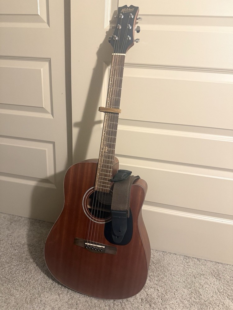 Mitchell Dreadnought Acoustic Guitar 6 String w/ Strap, Picks, Capo,