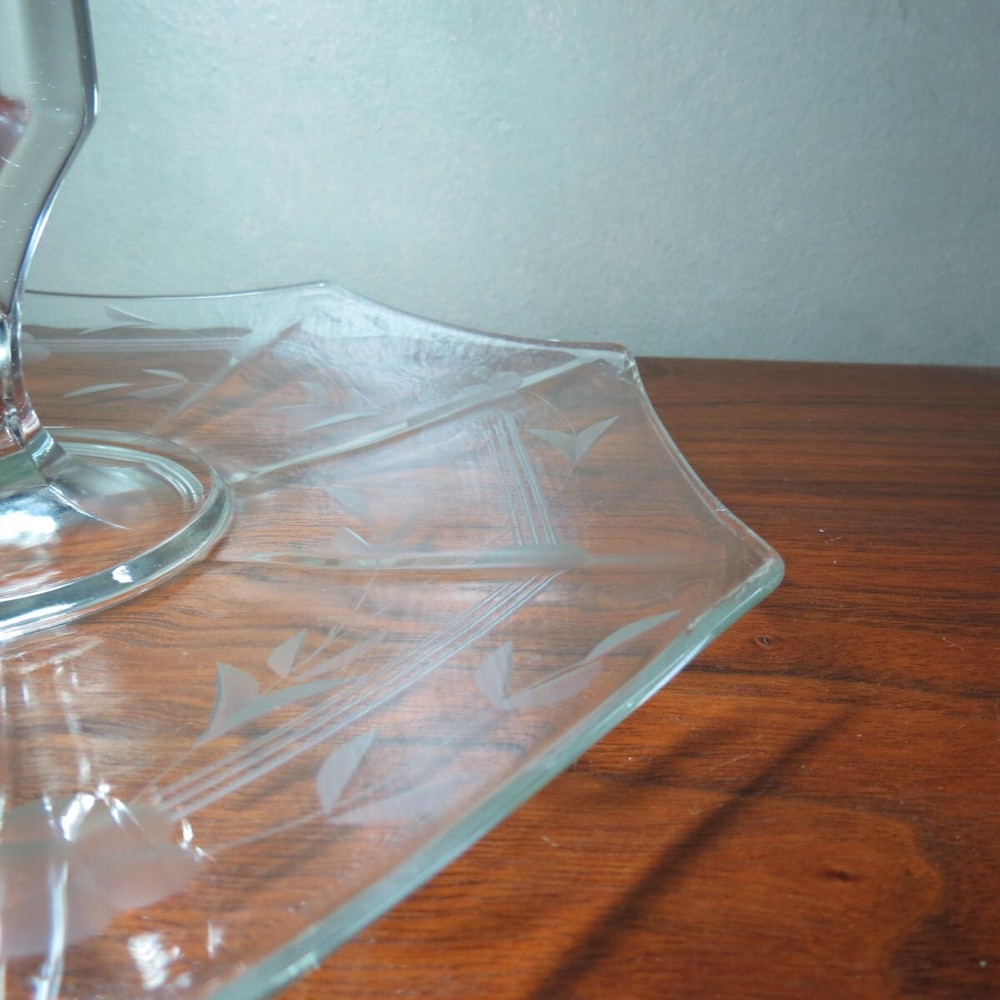 Imperial Glass Molly Pattern 8 sided handled tray with cutting