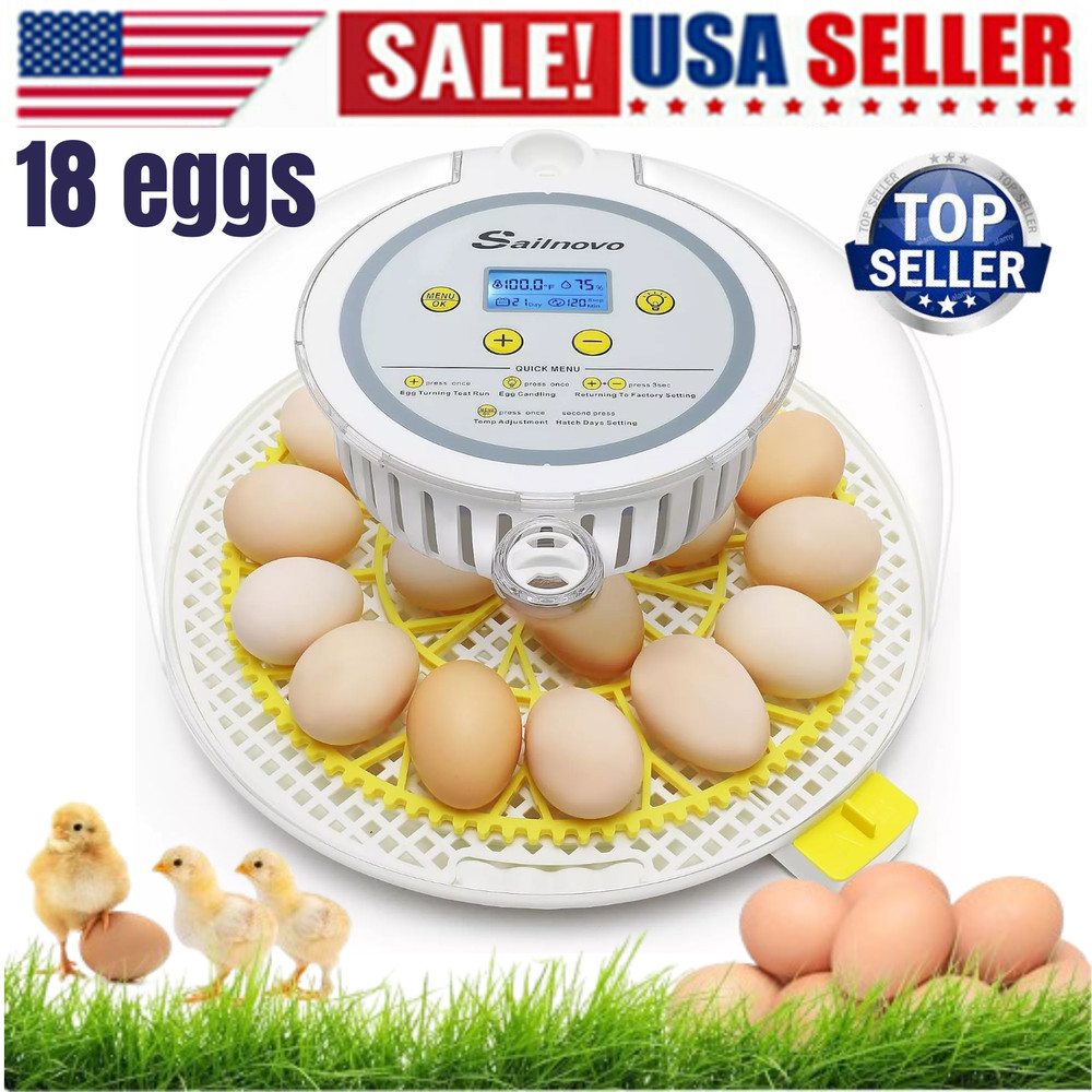 18 EggS Incubator for Hatching Chick with Automatic Turning & Stop Egg Candler🔥