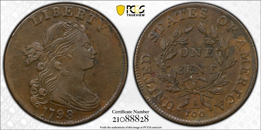 1798 1C PCGS AU50