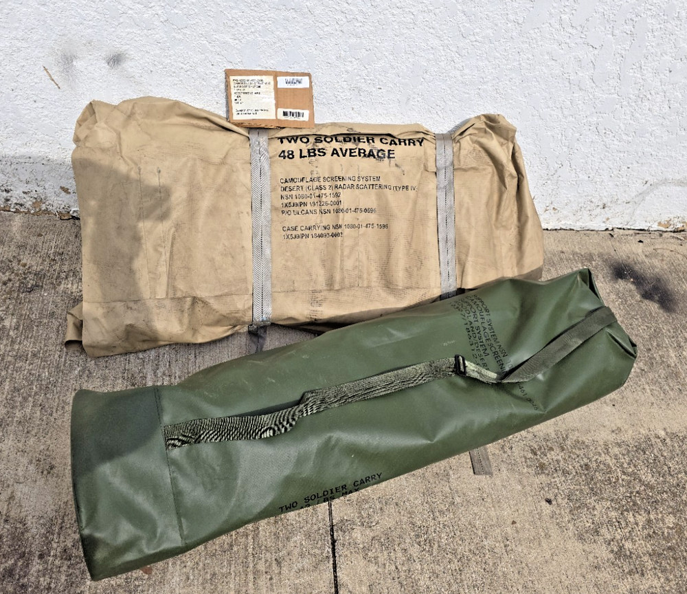 US Army Desert Camouflage Screen Class 2 Radar Scatter Type 4 + Support Pole Set