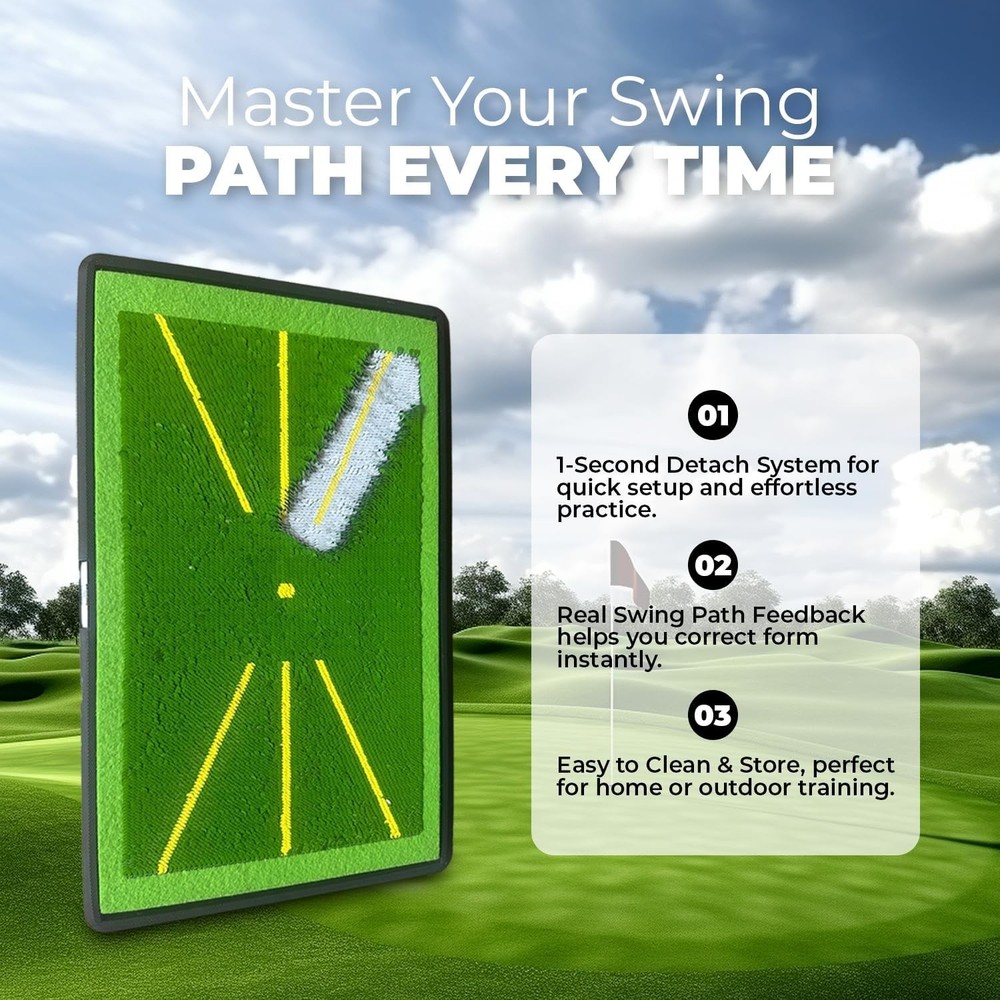 Golf Hitting Mat - 1-Second Detach System Golf Training Mat - Real Swing Path...