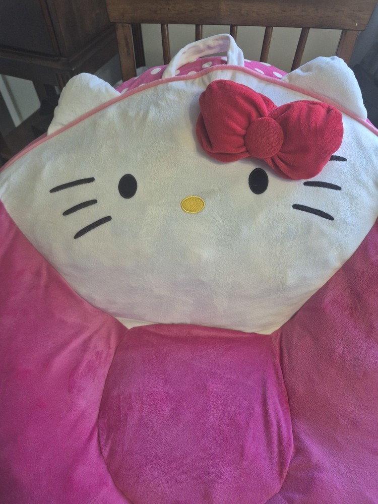 Hello Kitty Plush Beanbag Chair Super Soft Micromink Pink Polka Dot Kids Teens