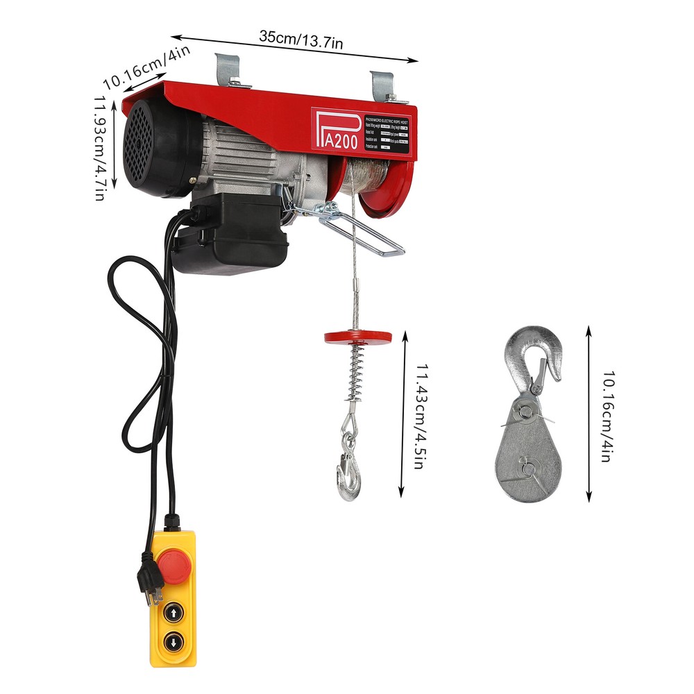 440LBS Electric Hoist Winch Engine Crane 110V