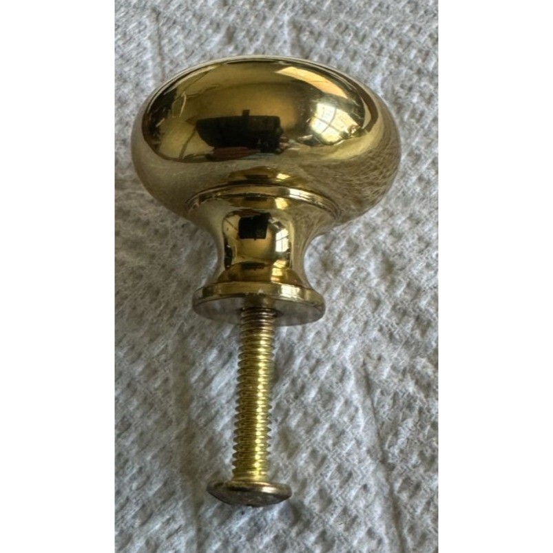 Solid Brass 1 1/4" Polished Mushroom Shaped Drawer Pull with Screw