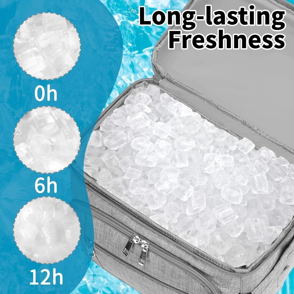 Cooler Backpack,Insulated Backpack Leakproof Double Deck Grey