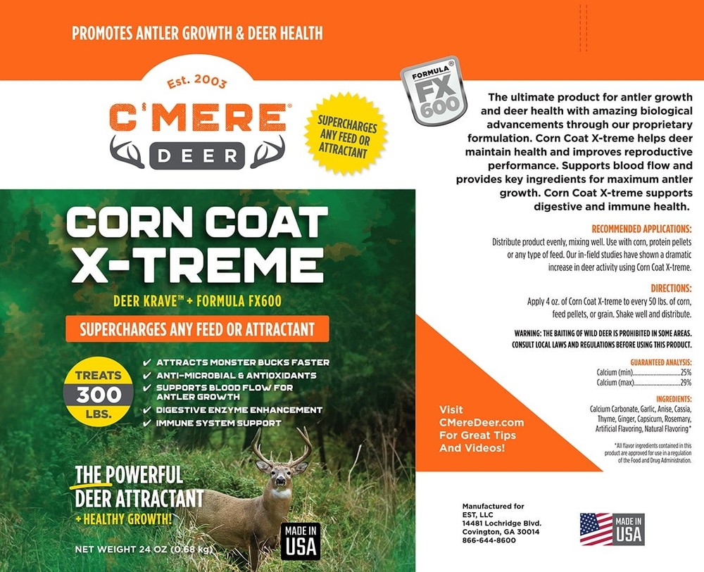 Deer Corn Coat Deer Attractant, 24 oz – Enhanced Formula