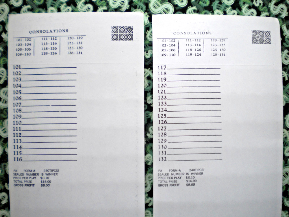 1 Dozen 240-P5 48-Rows REGULAR "NOT Sure" TIP BOARD {101-132} PullTab Jar Ticket