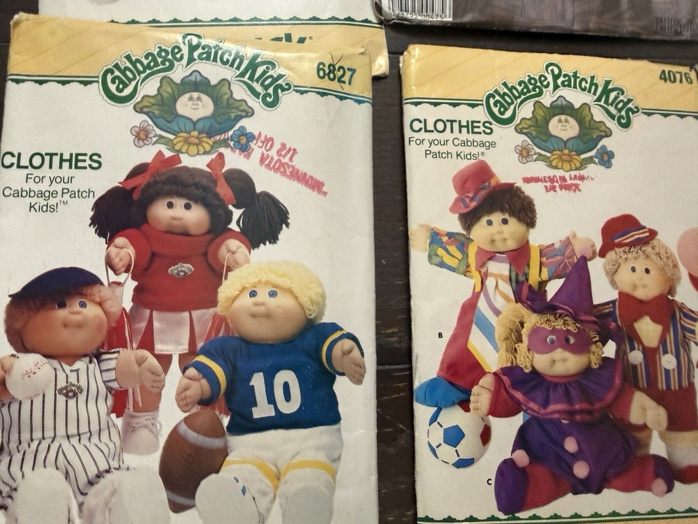 Lot Of 9 Cabbage Patch Doll Sewing Patterns/ Mixed Lot