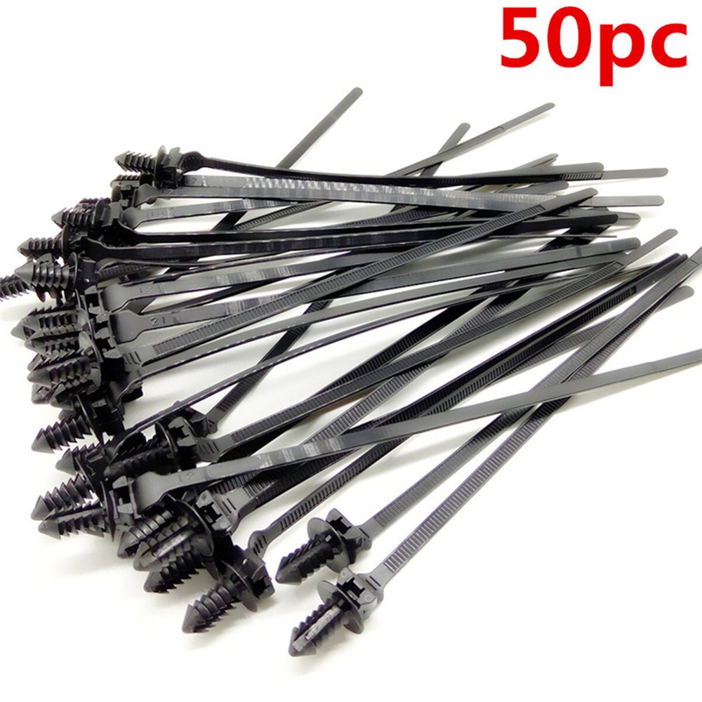 Car Wire Tie Nylon Push Mount Cable Zip Ties Strap Auto Fastener Bundle Clip Kit