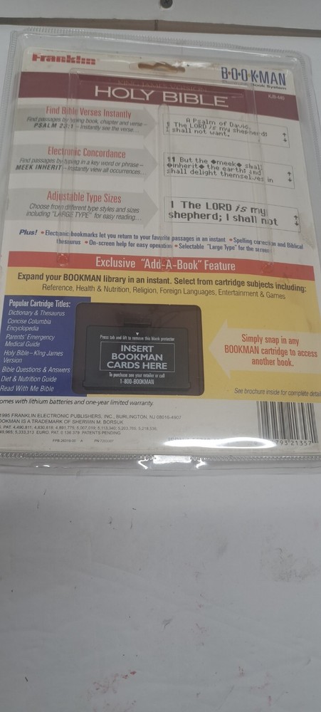 Franklin Holy Bible - Electronic Version (KJB-440) DEAD BATTERY