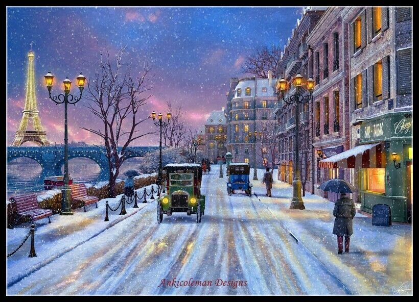Chart Needlework DIY - Counted Cross Stitch Patterns - Wintertime in Paris