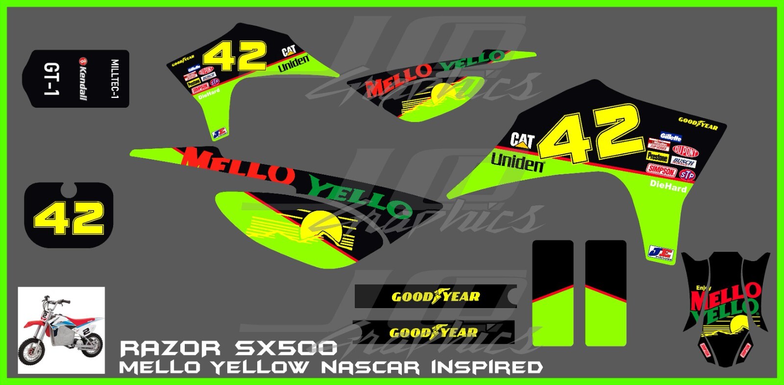 Razor SX500 graphics kit decals THICK AND HIGH GLOSS