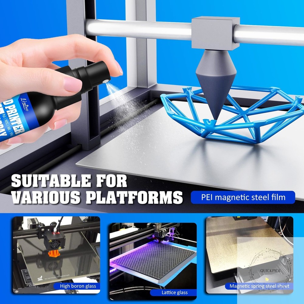3D Printer Adhesive - 3D Print Glue Spray, Perfect First Layer Adhesion Prevents