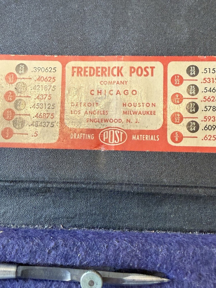 Vintage Frederick Post Excelsior 704 Drafting Compass Set Complete