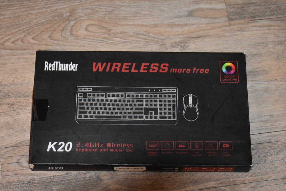 Red Thunder | K20 | Mouse and Wireless Computer Keyboard | Black
