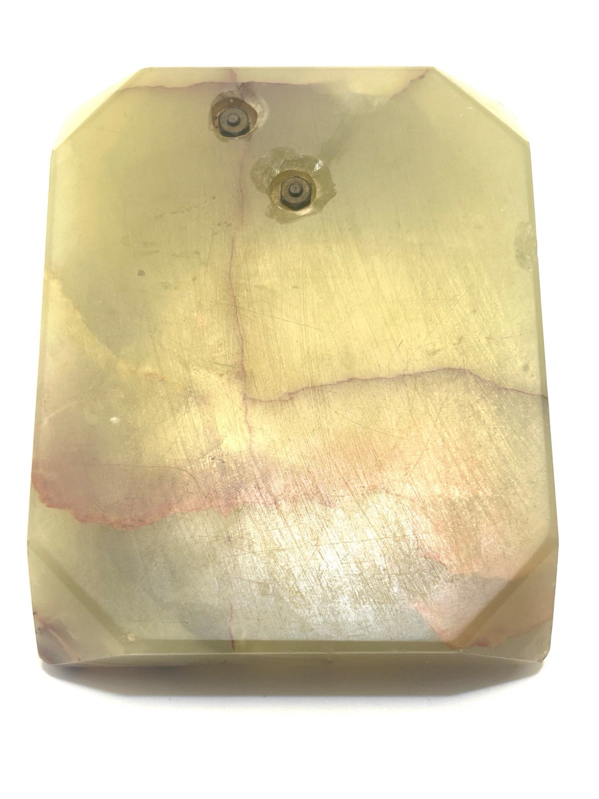 Vintage Green Onyx Marble And Brass 4 Piece Desk Set