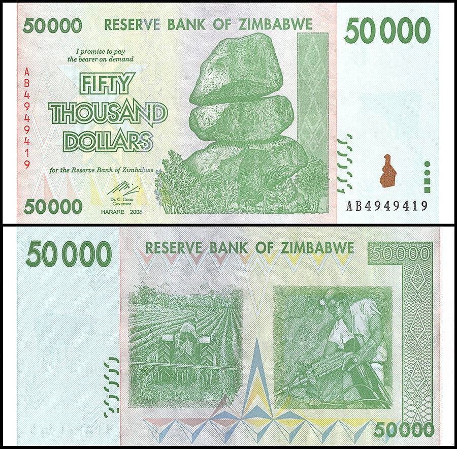 Zimbabwe 50000 Dollars, 2008, P-74a, UNC